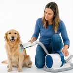 PAWZINA 2.5-liter dust cup displayed beside the grooming vacuum