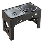PAWZINA adjustable elevated dog bowls in an integrated feeding stand