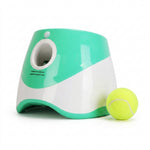 PAWZINA automatic dog ball launcher with white and green housing