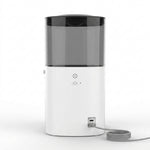 PAWZINA smart pet feeder shown with USB adapter and power cord