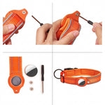 PAWZINA AirTag dog collar shown in a colorful finish