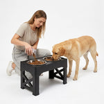 PAWZINA dog food and water bowl set shown assembled