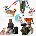 Ten-ounce stainless steel dog water bottle shown with carry rope