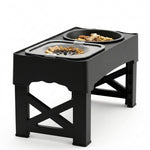 Overhead view of the double bowls in the PAWZINA feeding stand