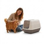 Side view of the gray PAWZINA enclosed cat litter box