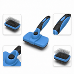 Close-up of the rounded stainless steel pins on the PAWZINA grooming brush