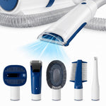 Close-up of the suction hose attached to the PAWZINA grooming vacuum