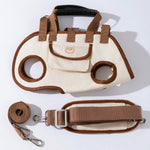 Front view of the PAWZINA genuine leather carrier handbag for small pets