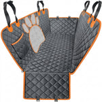 Mesh dog car seat cover displayed with open travel design