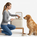 PAWZINA pet food container shown in three available size options