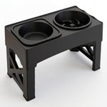 Side view highlighting the height of the PAWZINA raised dog bowl station