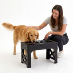 Removable stainless steel bowl lifted from the PAWZINA feeding station