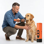 Side view of the orange PAWZINA ultrasonic dog training device