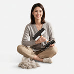 Washable pet hair remover roller shown with collected loose fur