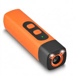 Rechargeable orange dog training device displayed on a white background